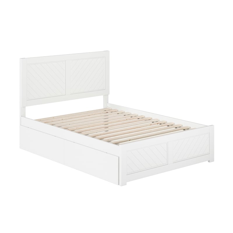 Canyon Full Storage Wood Platform Bed with Matching Footboard in White