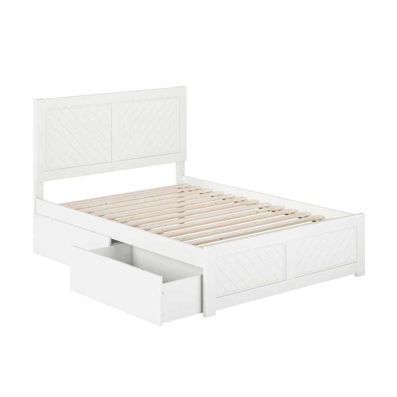 Canyon Full Storage Wood Platform Bed with Matching Footboard in White