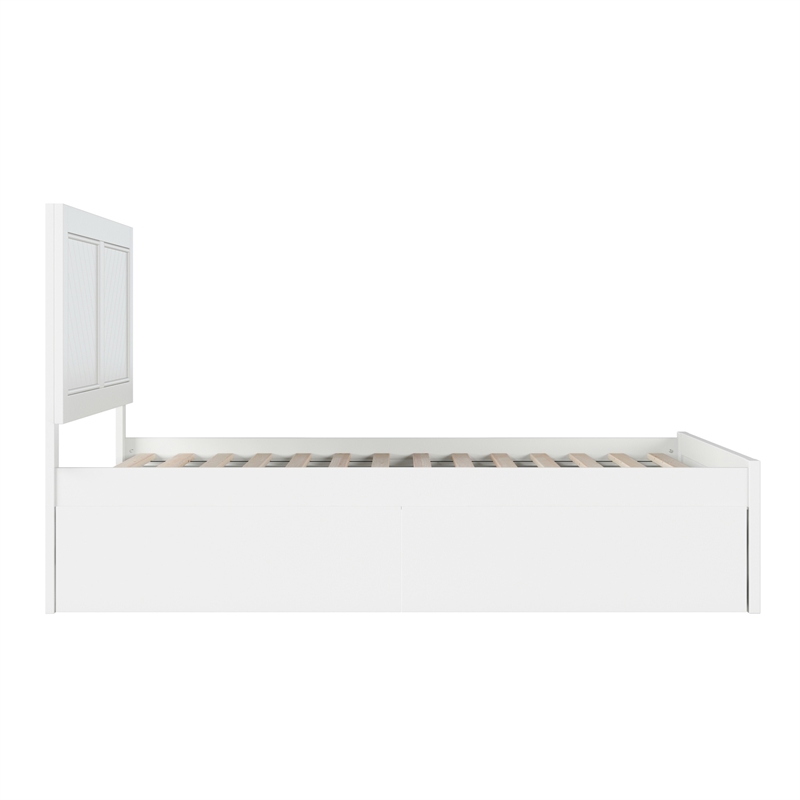 Canyon Full Storage Wood Platform Bed with Matching Footboard in White