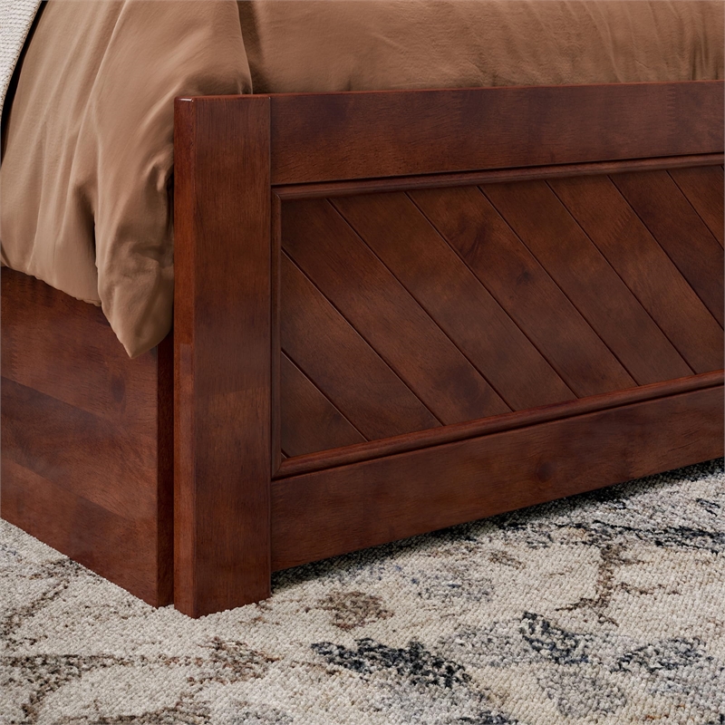 Canyon Full Storage Wood Platform Bed with Matching Footboard in Walnut