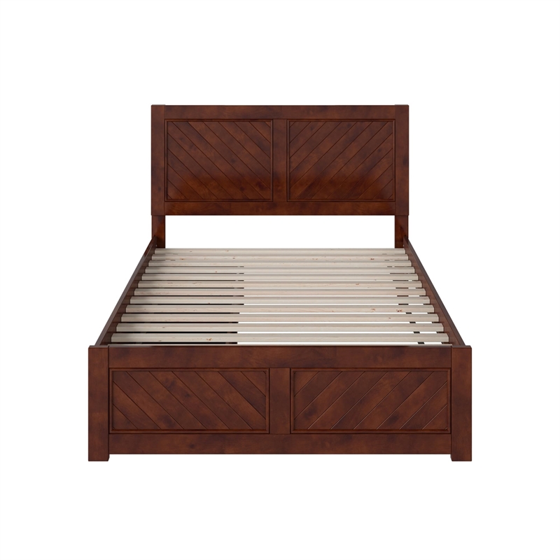 Canyon Full Storage Wood Platform Bed with Matching Footboard in Walnut