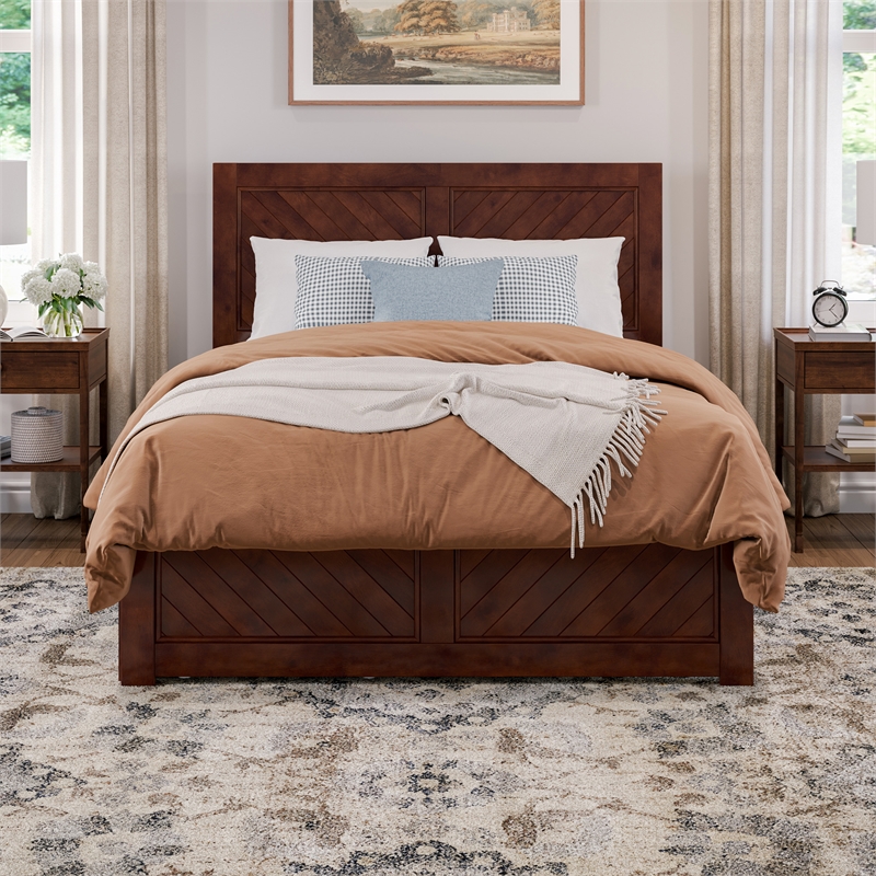 Canyon Full Storage Wood Platform Bed with Matching Footboard in Walnut