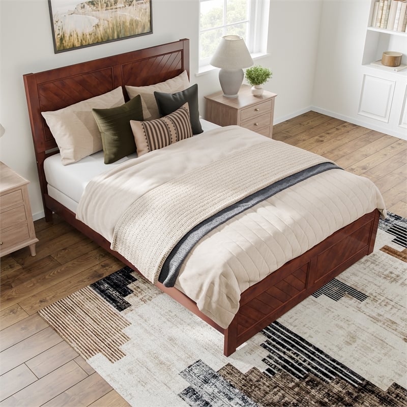 Canyon Queen Foundation Bed Frame with Matching Footboard in Walnut