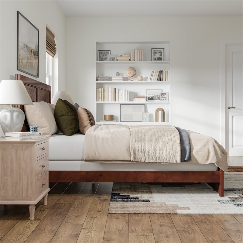 Canyon Queen Foundation Bed Frame with Matching Footboard in Walnut