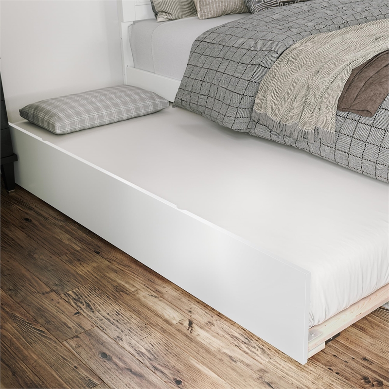 Canyon Queen Wood Platform Bed with Matching Footboard & Trundle in White