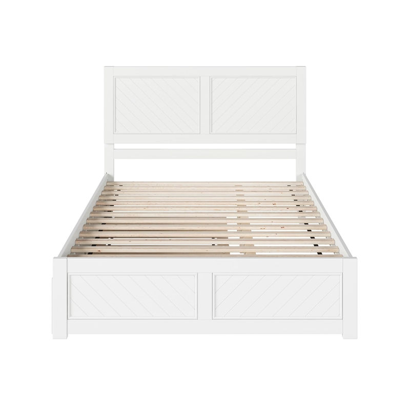 Canyon Queen Wood Platform Bed with Matching Footboard & Trundle in White