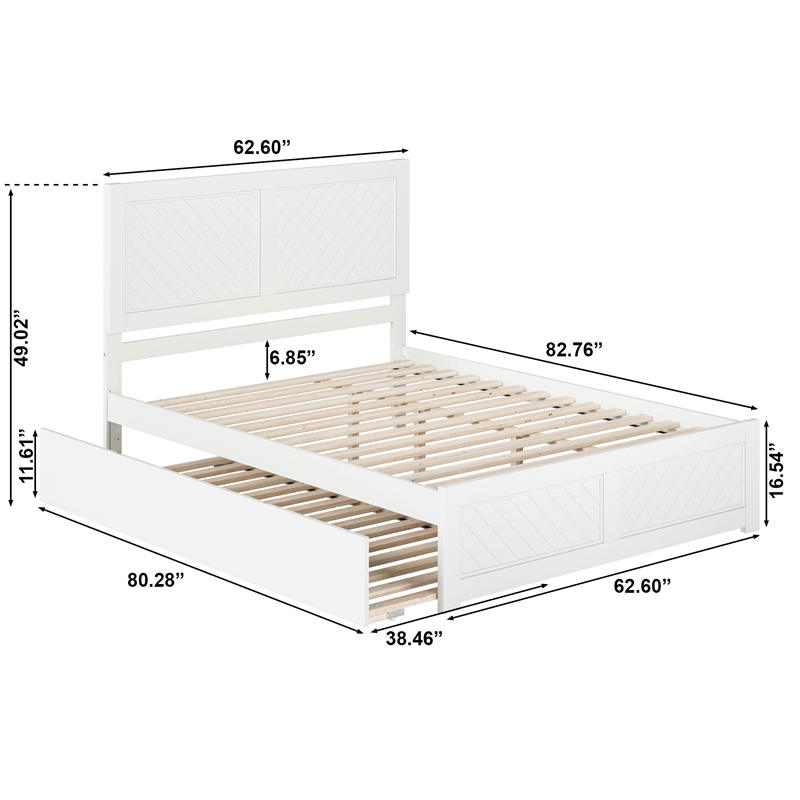 Canyon Queen Wood Platform Bed with Matching Footboard & Trundle in White