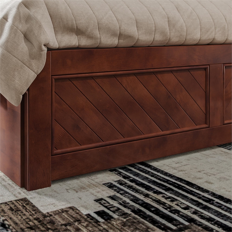 Canyon Queen Wood Platform Bed with Matching Footboard & Trundle in Walnut