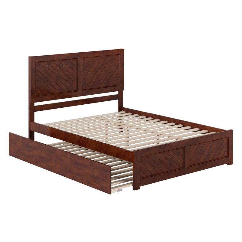 Canyon Queen Wood Platform Bed with Matching Footboard & Trundle in Walnut