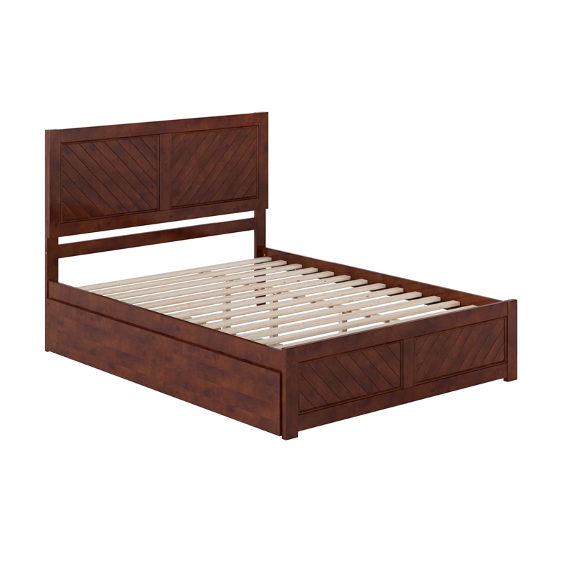 Canyon Queen Wood Platform Bed with Matching Footboard & Trundle in Walnut