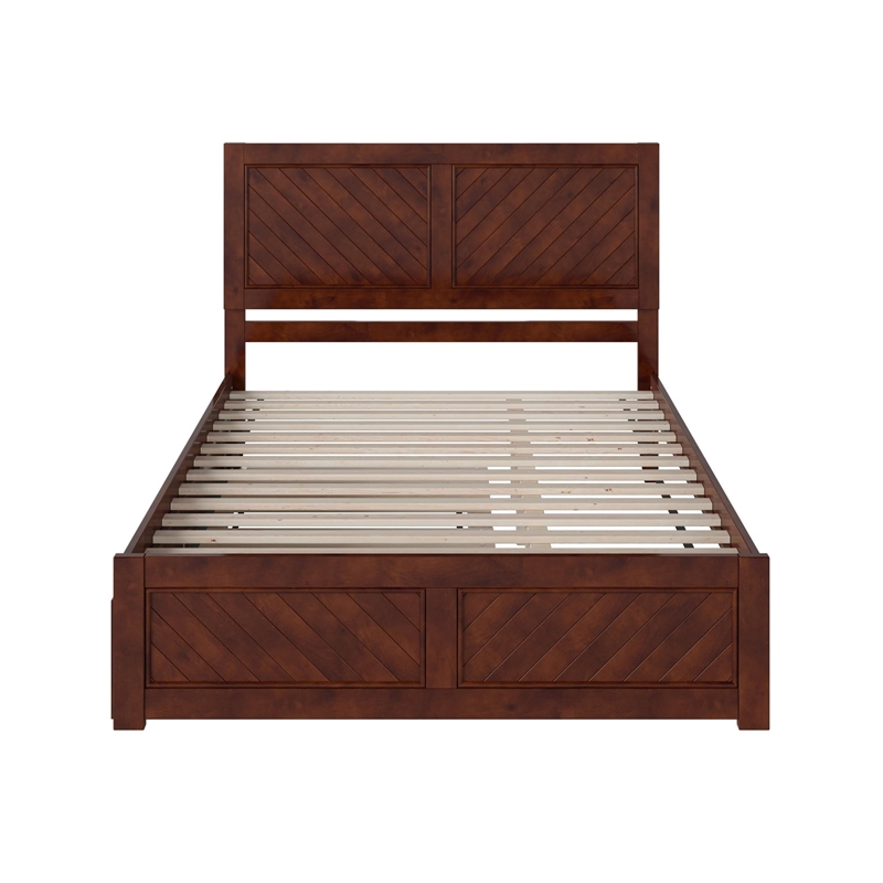 Canyon Queen Wood Platform Bed with Matching Footboard & Trundle in Walnut
