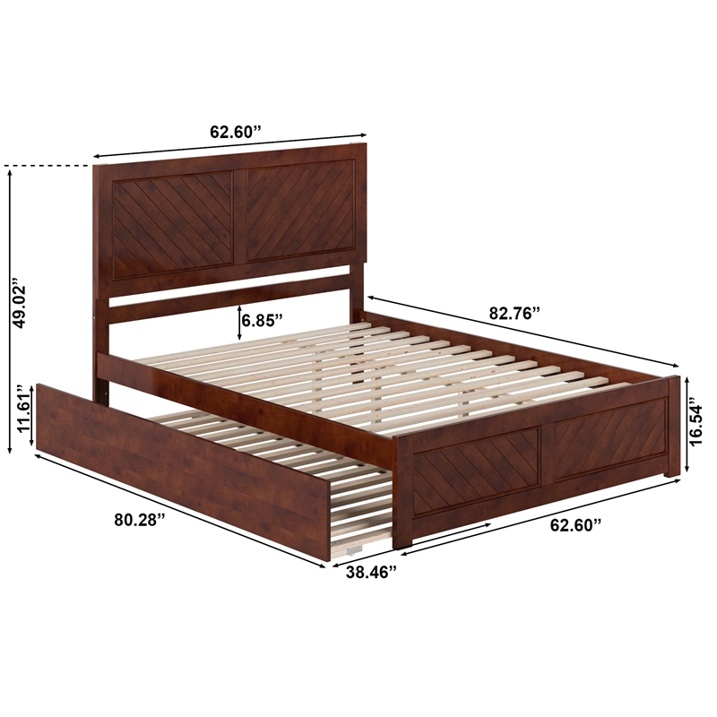 Canyon Queen Wood Platform Bed with Matching Footboard & Trundle in Walnut
