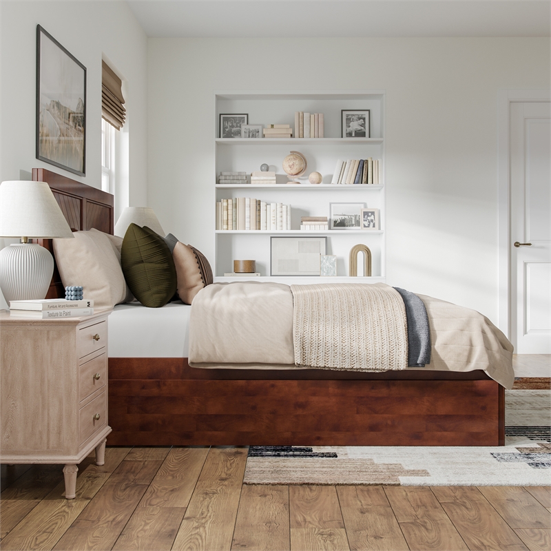 Canyon Queen Wood Platform Bed with Matching Footboard & Trundle in Walnut