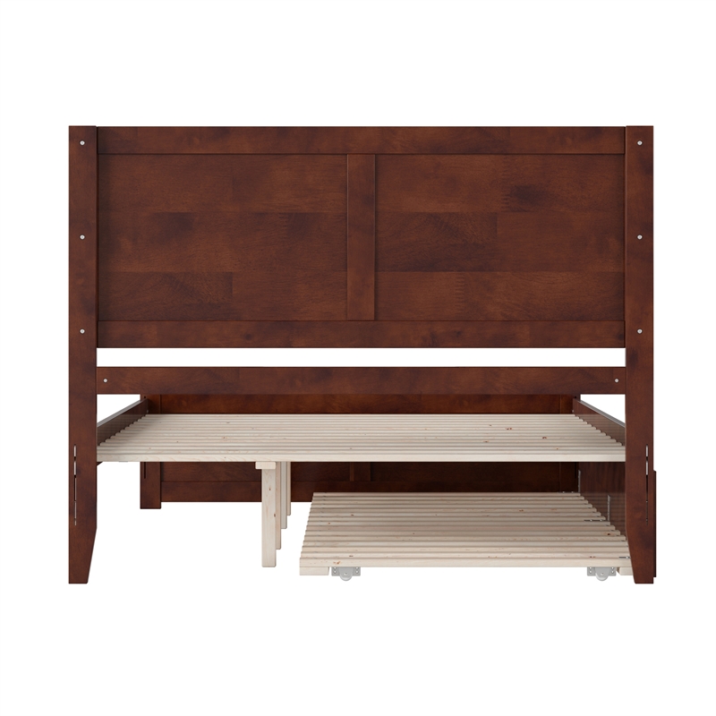 Canyon Queen Wood Platform Bed with Matching Footboard & Trundle in Walnut