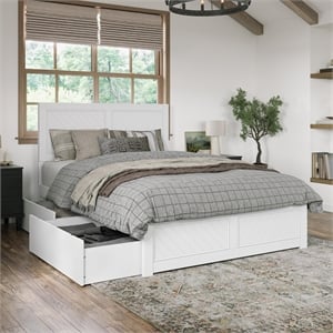 Canyon Queen Storage Wood Platform Bed with Matching Footboard in White