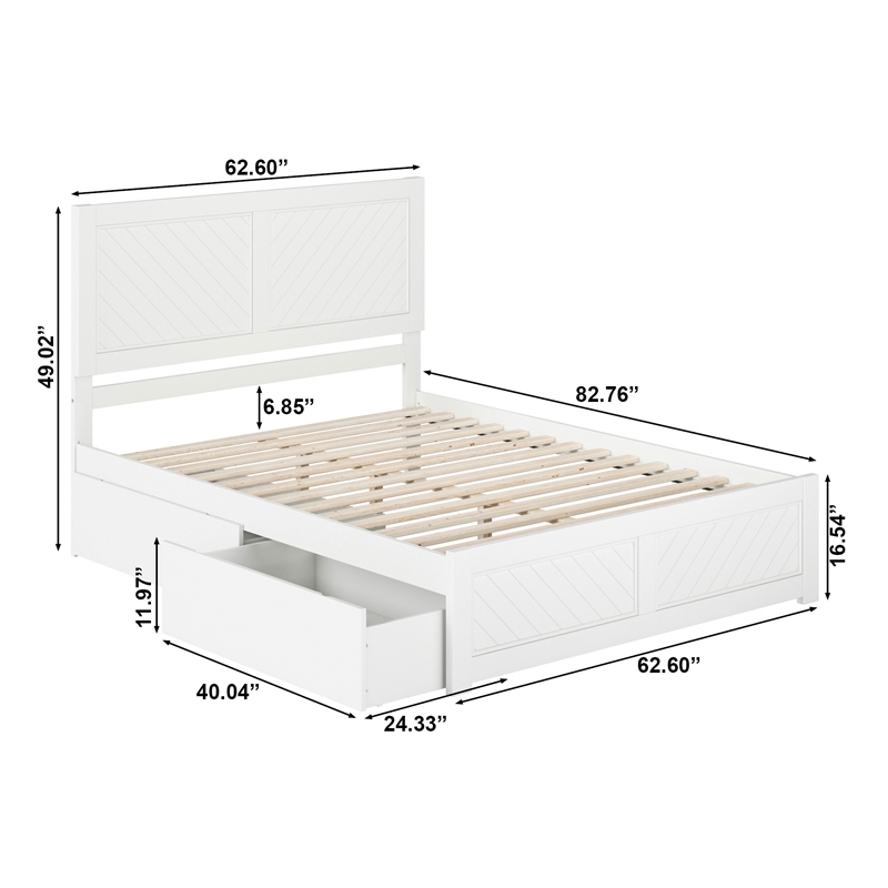 Canyon Queen Storage Wood Platform Bed with Matching Footboard in White