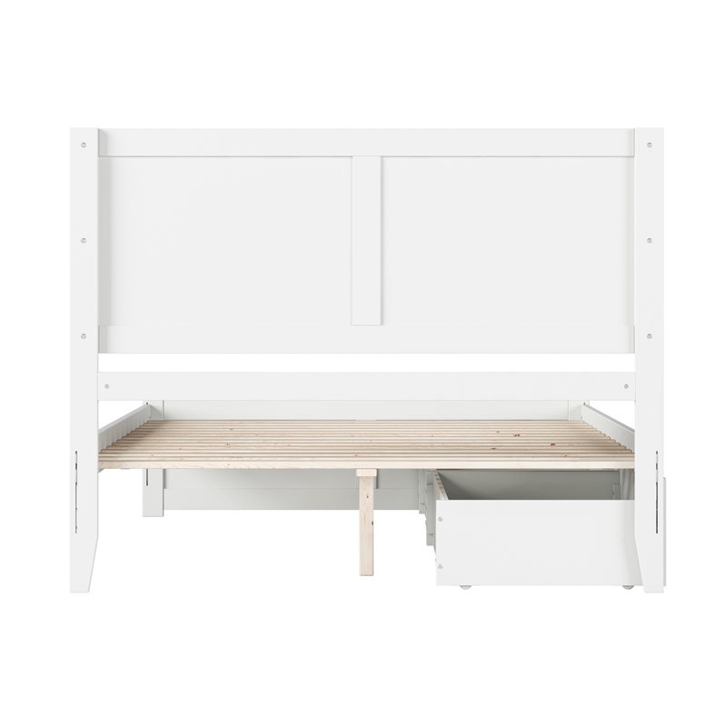 Canyon Queen Storage Wood Platform Bed with Matching Footboard in White