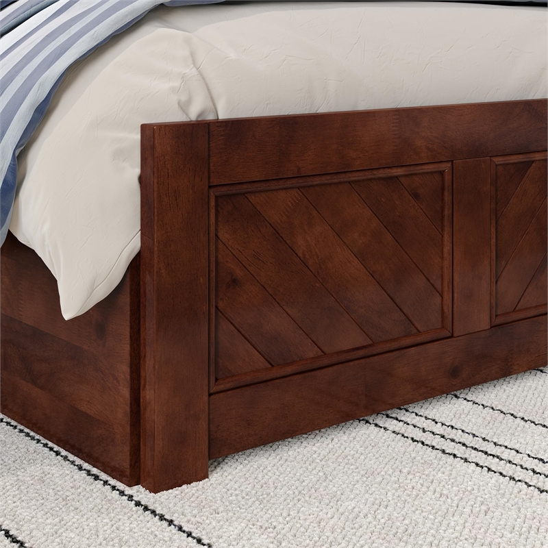 Canyon Queen Storage Wood Platform Bed with Matching Footboard in Walnut