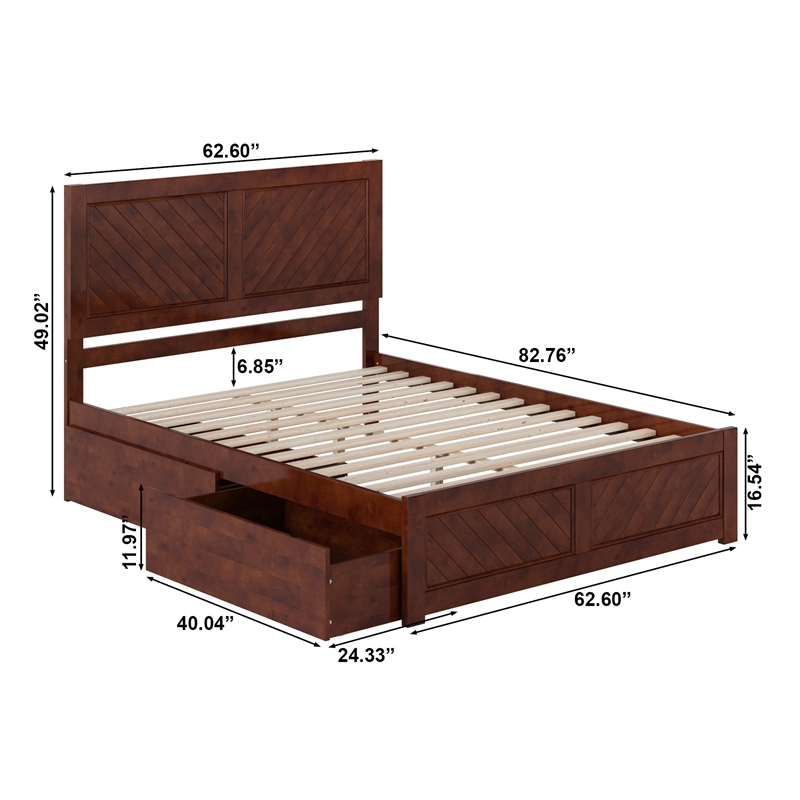 Canyon Queen Storage Wood Platform Bed with Matching Footboard in Walnut