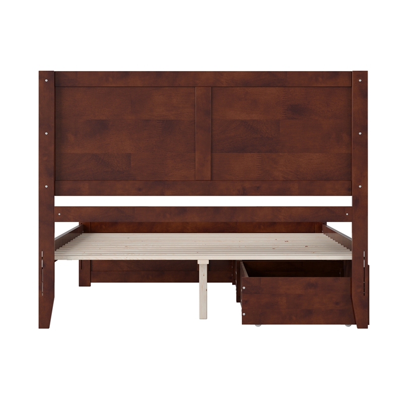 Canyon Queen Storage Wood Platform Bed with Matching Footboard in Walnut