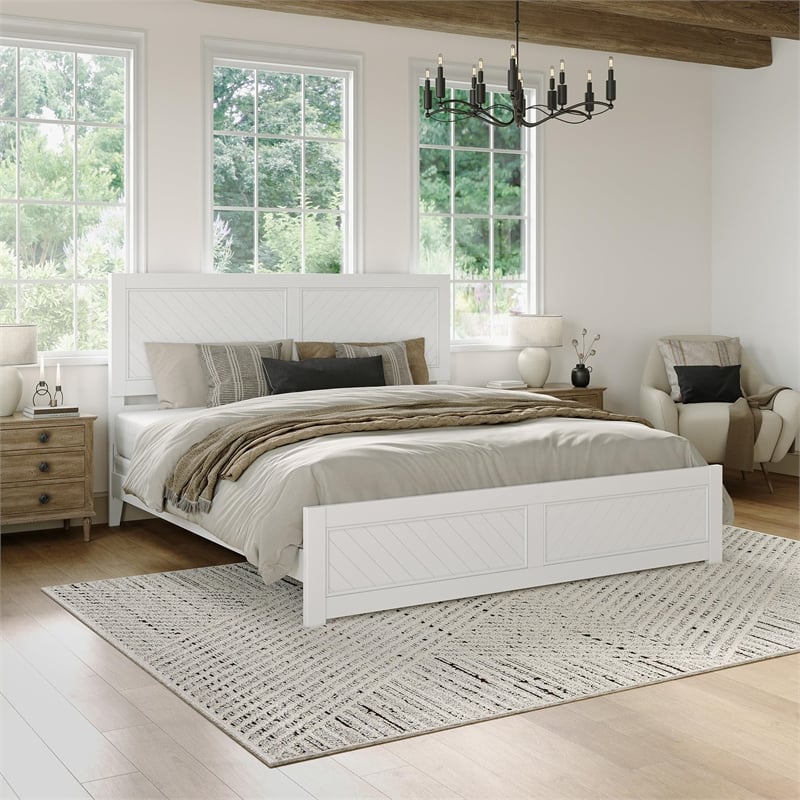 Canyon King Foundation Bed Frame with Matching Footboard in White
