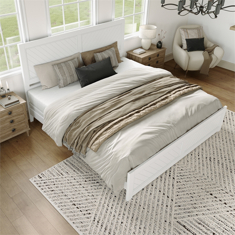 Canyon King Foundation Bed Frame with Matching Footboard in White