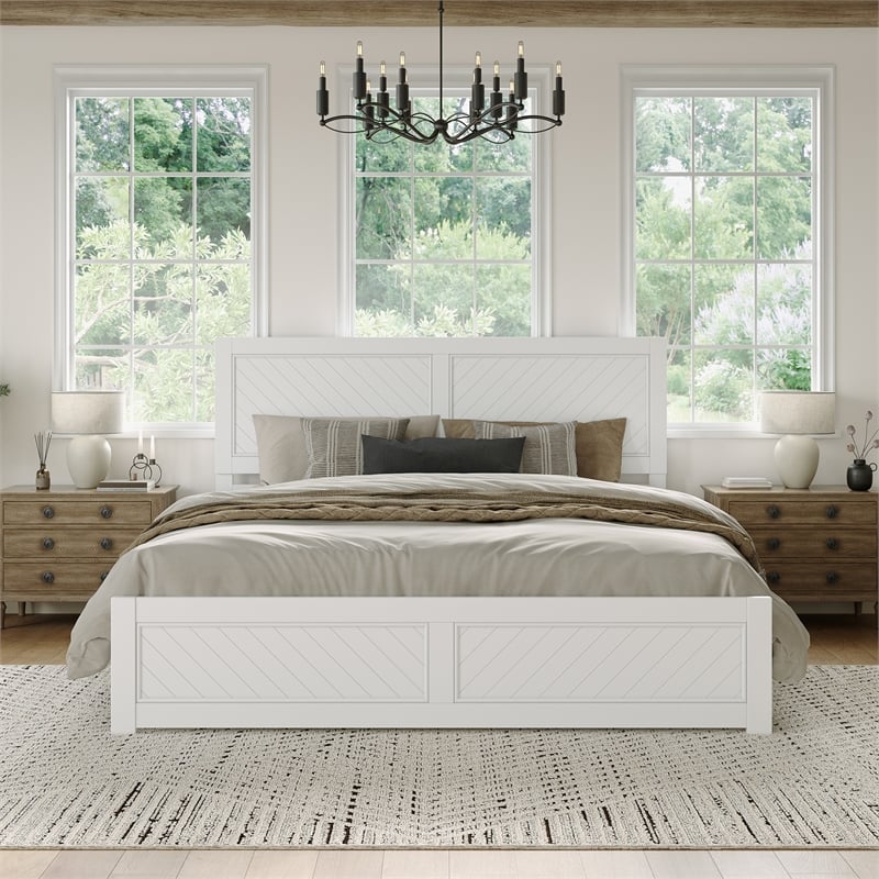 Canyon King Foundation Bed Frame with Matching Footboard in White