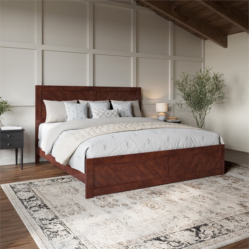Canyon King Foundation Bed Frame with Matching Footboard in Walnut
