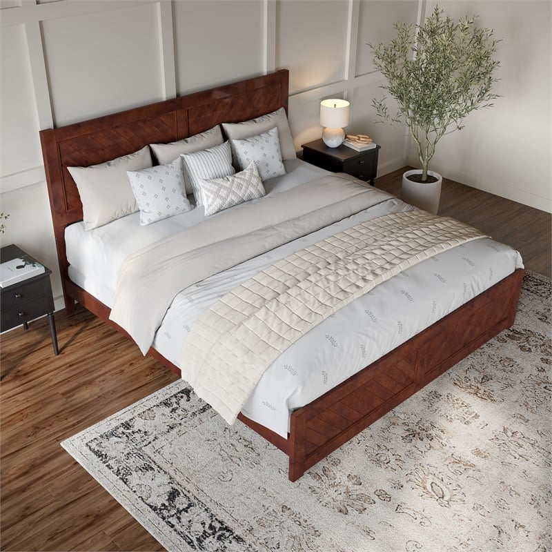 Canyon King Foundation Bed Frame with Matching Footboard in Walnut