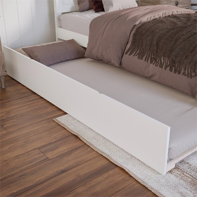 Canyon Twin XL Wood Platform Bed with Matching Footboard & Trundle in White