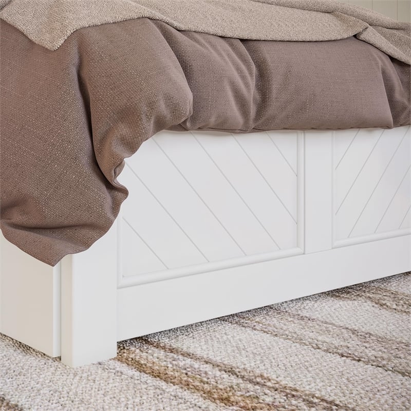 Canyon Twin XL Wood Platform Bed with Matching Footboard & Trundle in White
