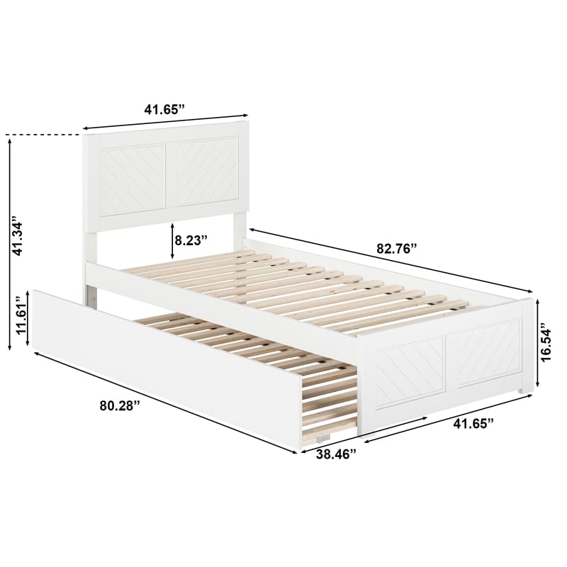 Canyon Twin XL Wood Platform Bed with Matching Footboard & Trundle in White