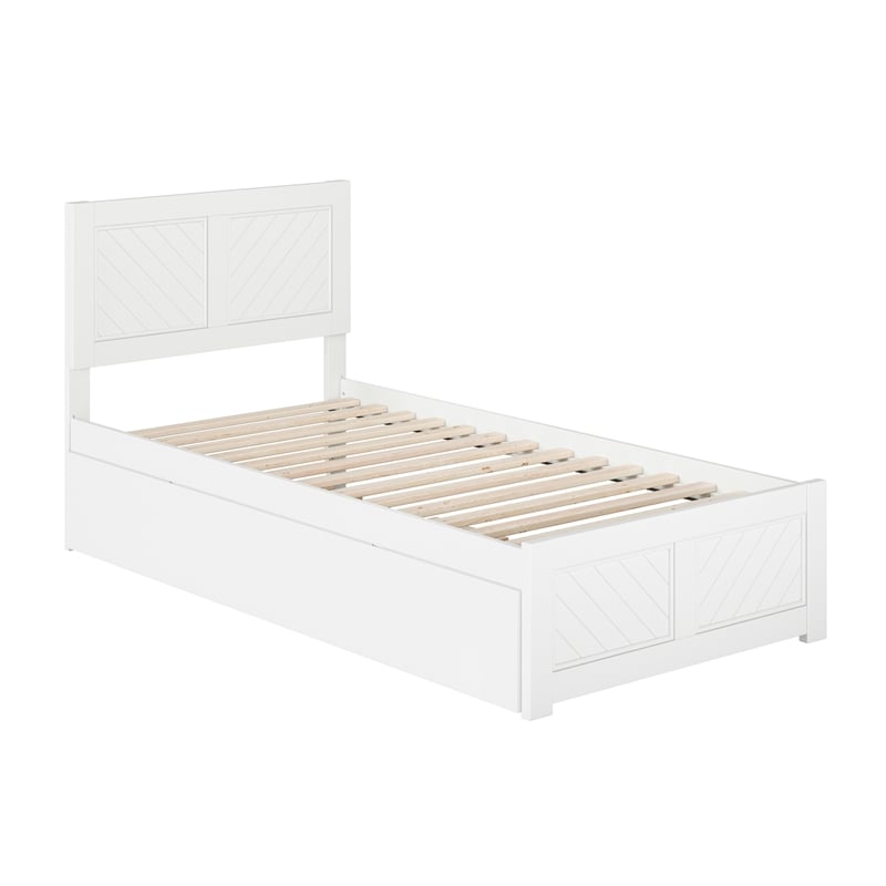 Canyon Twin XL Wood Platform Bed with Matching Footboard & Trundle in White