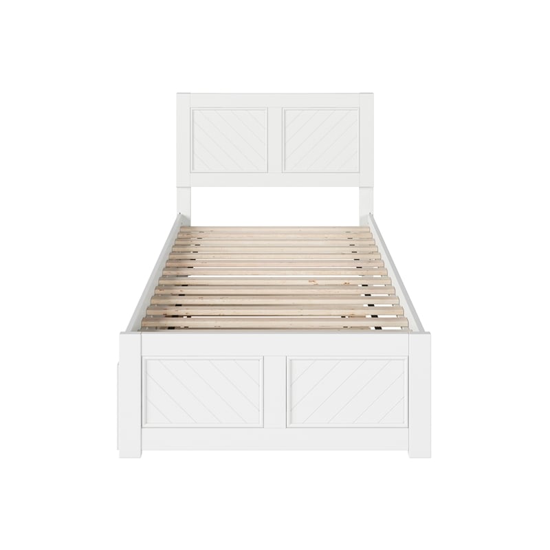 Canyon Twin XL Wood Platform Bed with Matching Footboard & Trundle in White