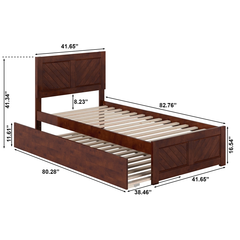 Canyon Twin XL Wood Platform Bed with Matching Footboard & Trundle in Walnut
