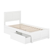 Canyon Twin XL Storage Wood Platform Bed with Matching Footboard in White