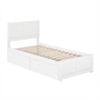 Canyon Twin XL Storage Wood Platform Bed with Matching Footboard in White