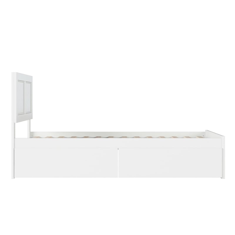 Canyon Twin XL Storage Wood Platform Bed with Matching Footboard in White