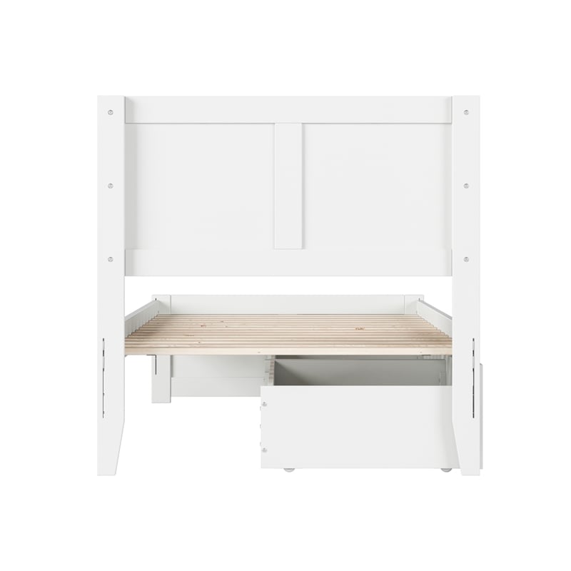 Canyon Twin XL Storage Wood Platform Bed with Matching Footboard in White