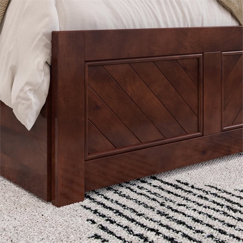 Canyon Twin XL Storage Wood Platform Bed with Matching Footboard in Walnut