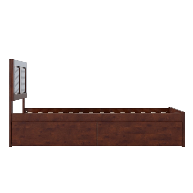 Canyon Twin XL Storage Wood Platform Bed with Matching Footboard in Walnut
