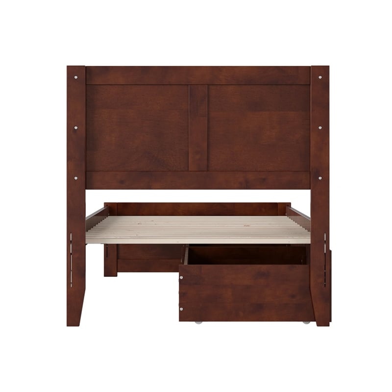 Canyon Twin XL Storage Wood Platform Bed with Matching Footboard in Walnut