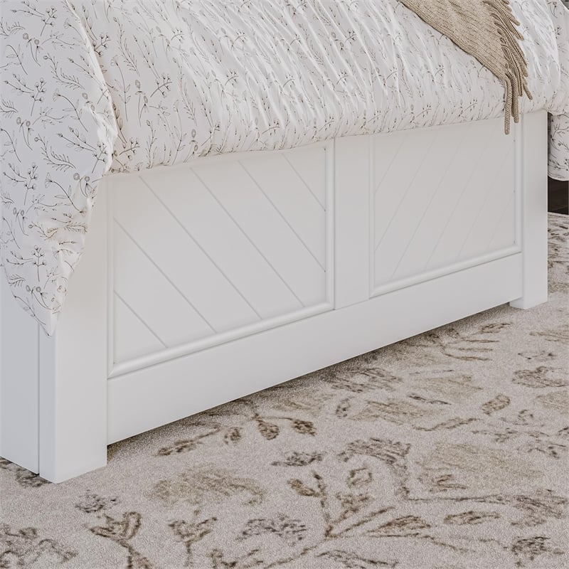 Canyon Twin Wood Platform Bed with Matching Footboard & Twin Trundle in White