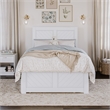 Canyon Twin Wood Platform Bed with Matching Footboard & Twin Trundle in White