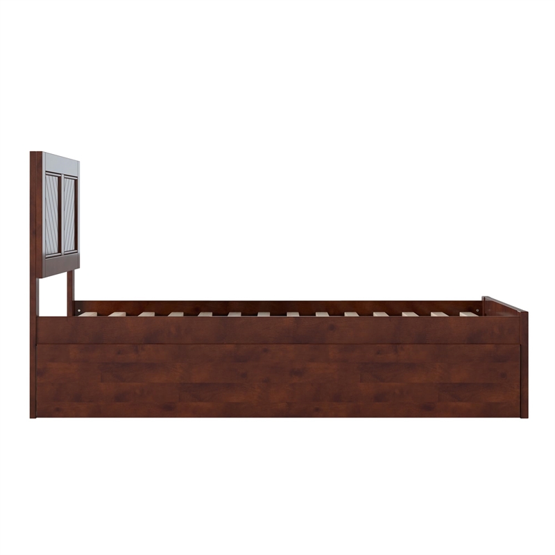 Canyon Twin Wood Platform Bed with Matching Footboard & Twin Trundle in Walnut