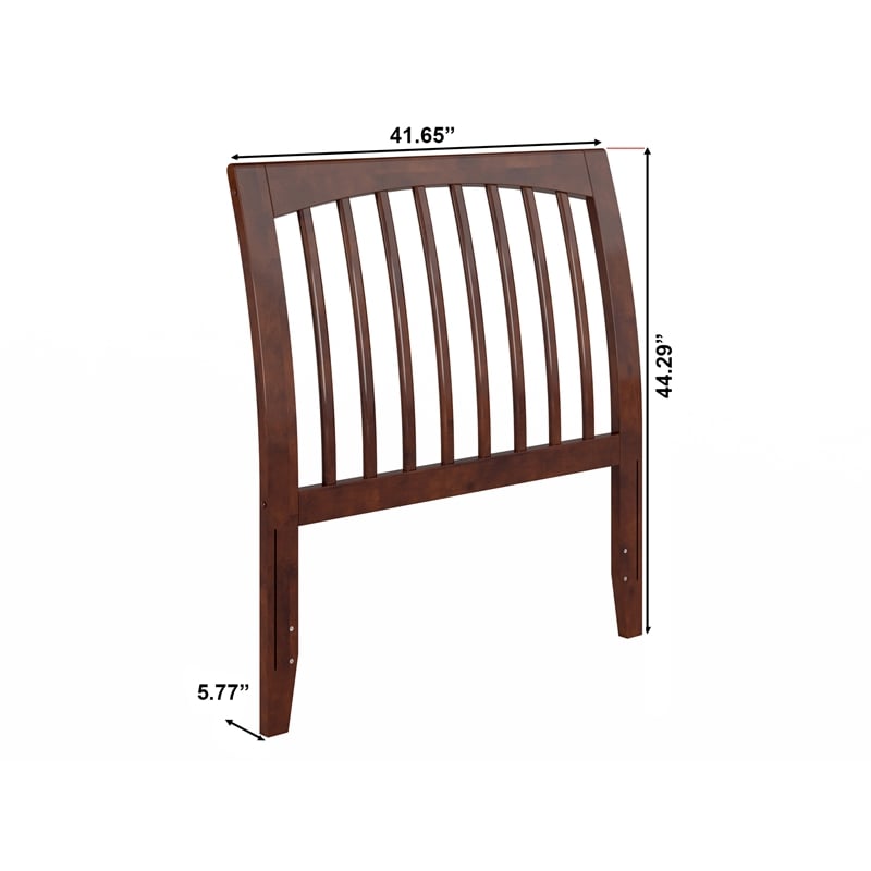 AFI Orleans Twin Sleigh Contemporary Solid Wood Slat Headboard in Walnut