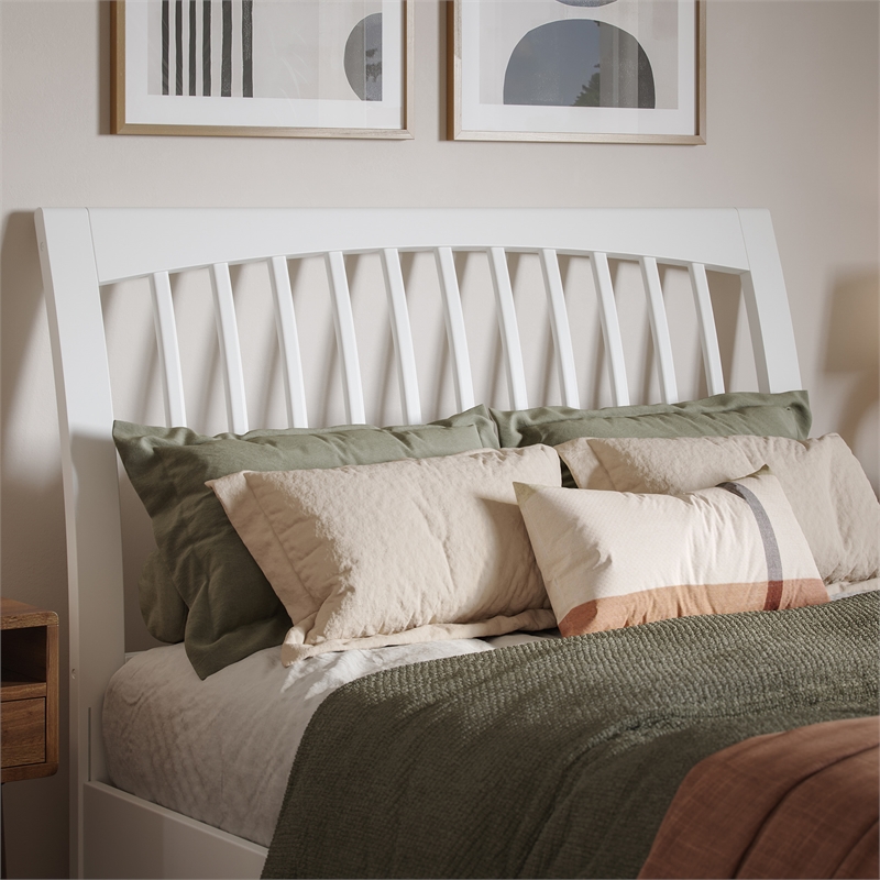 AFI Orleans Full Sleigh Contemporary Solid Wood Slat Headboard in White