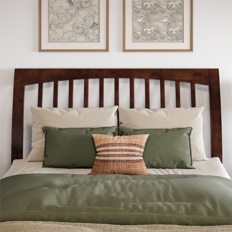AFI Orleans Full Sleigh Contemporary Solid Wood Slat Headboard in Walnut