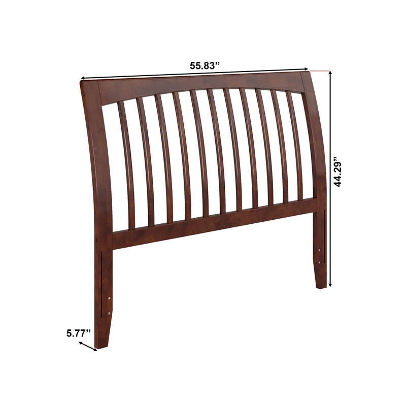 AFI Orleans Full Sleigh Contemporary Solid Wood Slat Headboard in Walnut