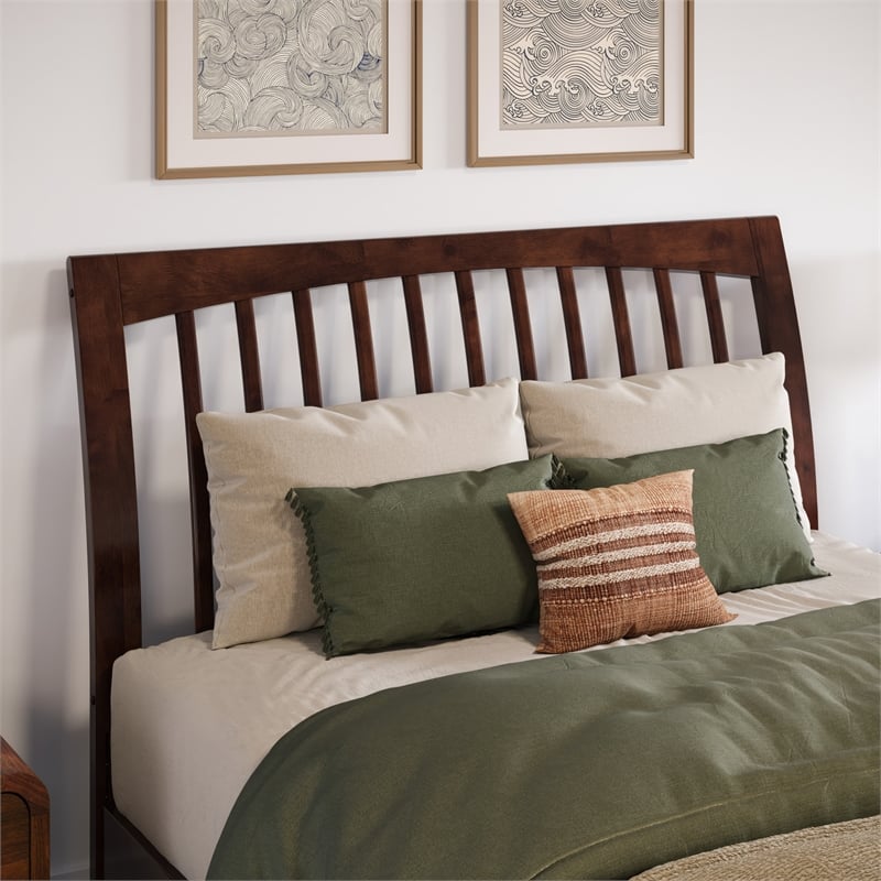AFI Orleans Full Sleigh Contemporary Solid Wood Slat Headboard in Walnut
